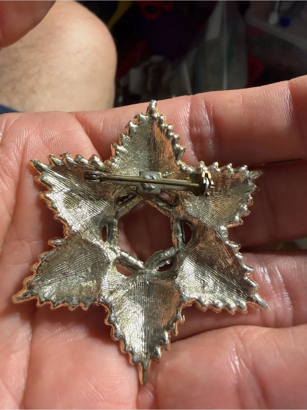 Vintage Silver Tone Work UNIQUE Star Brooch